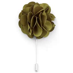 Olive Green Luxurious Flower Lapel Pin
