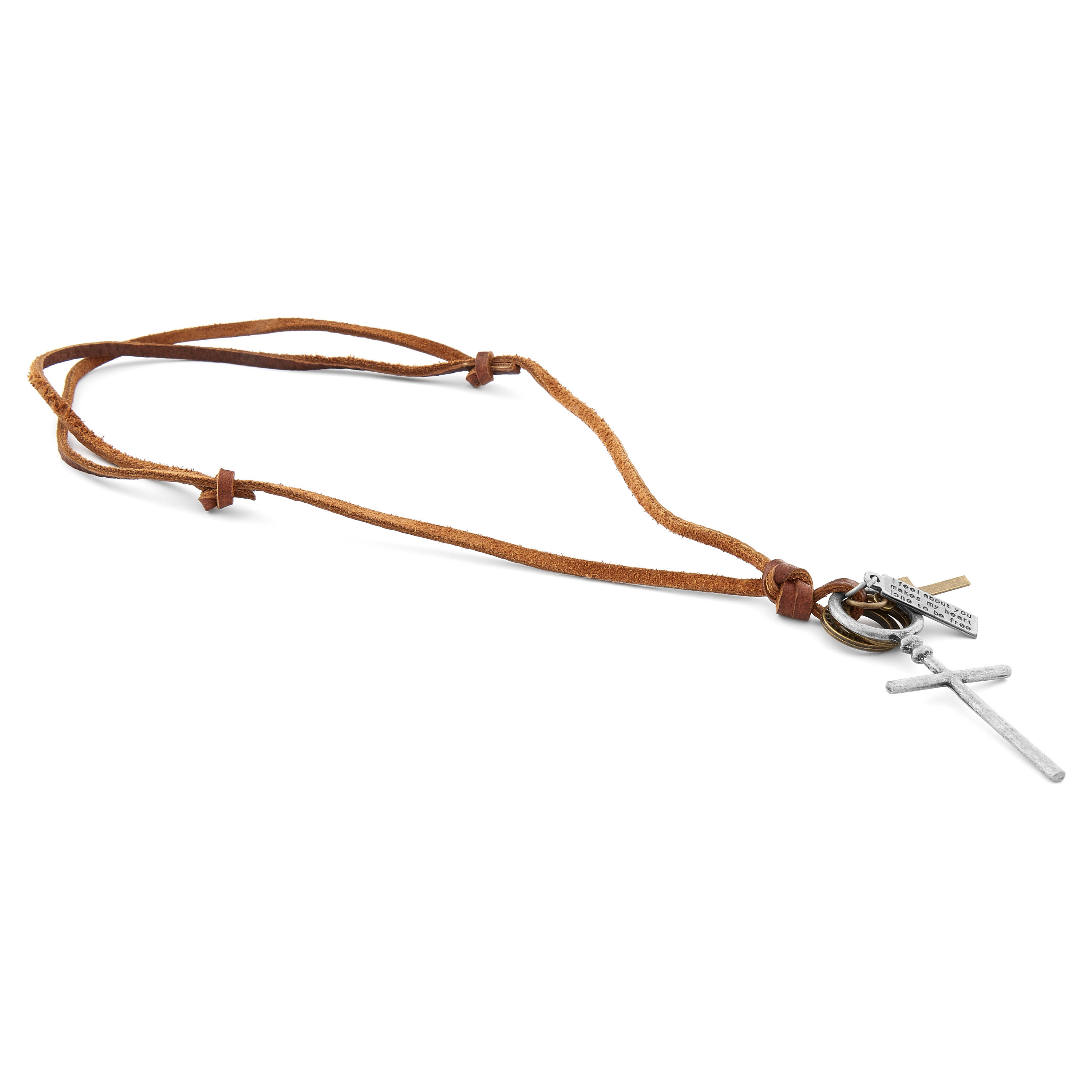 Läderhalsband med Stort Kors - 3