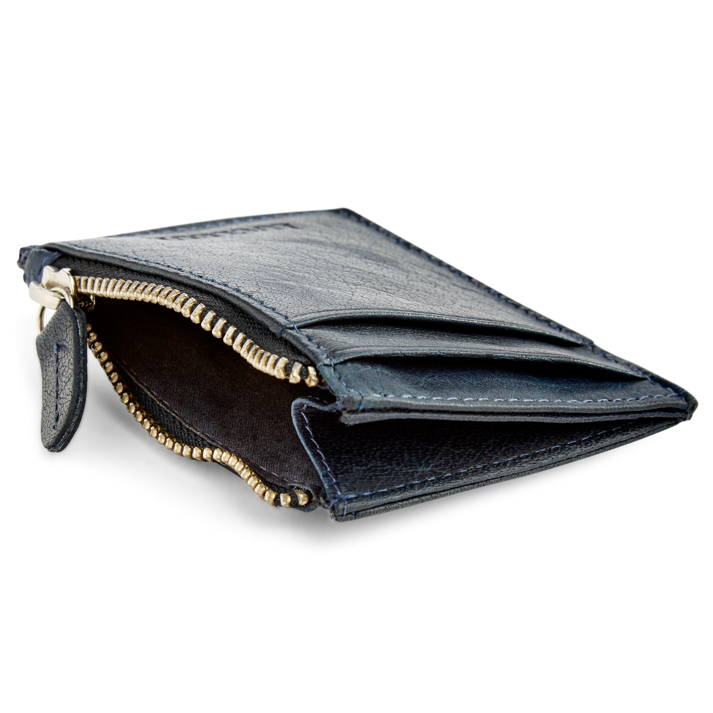 Cartera de cuero mini azul marino RFID Montreal - 2