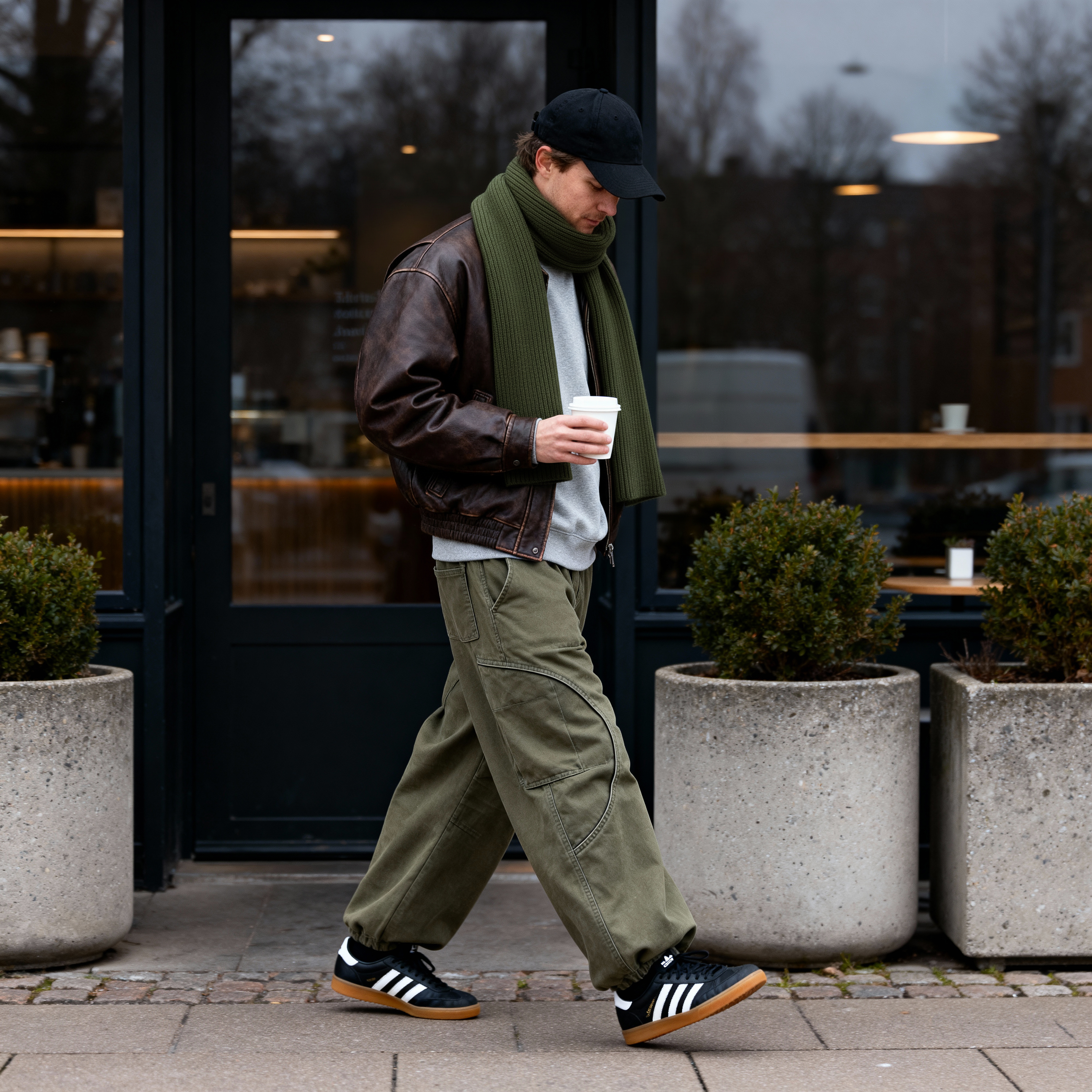 Baltic | Olivfarbener Rippstrick-Schal aus Acryl - 2