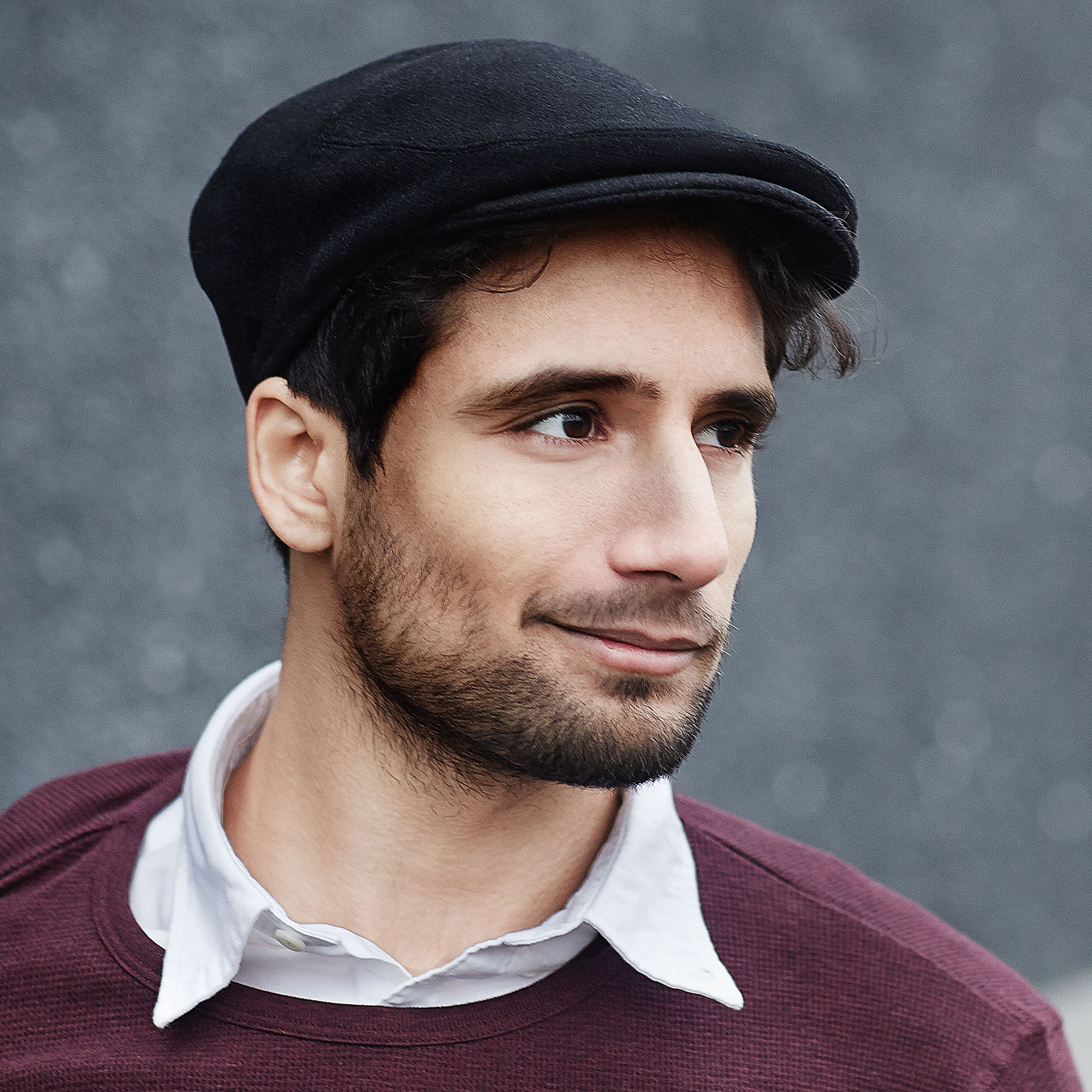 Black Flat Cap Wool - 4