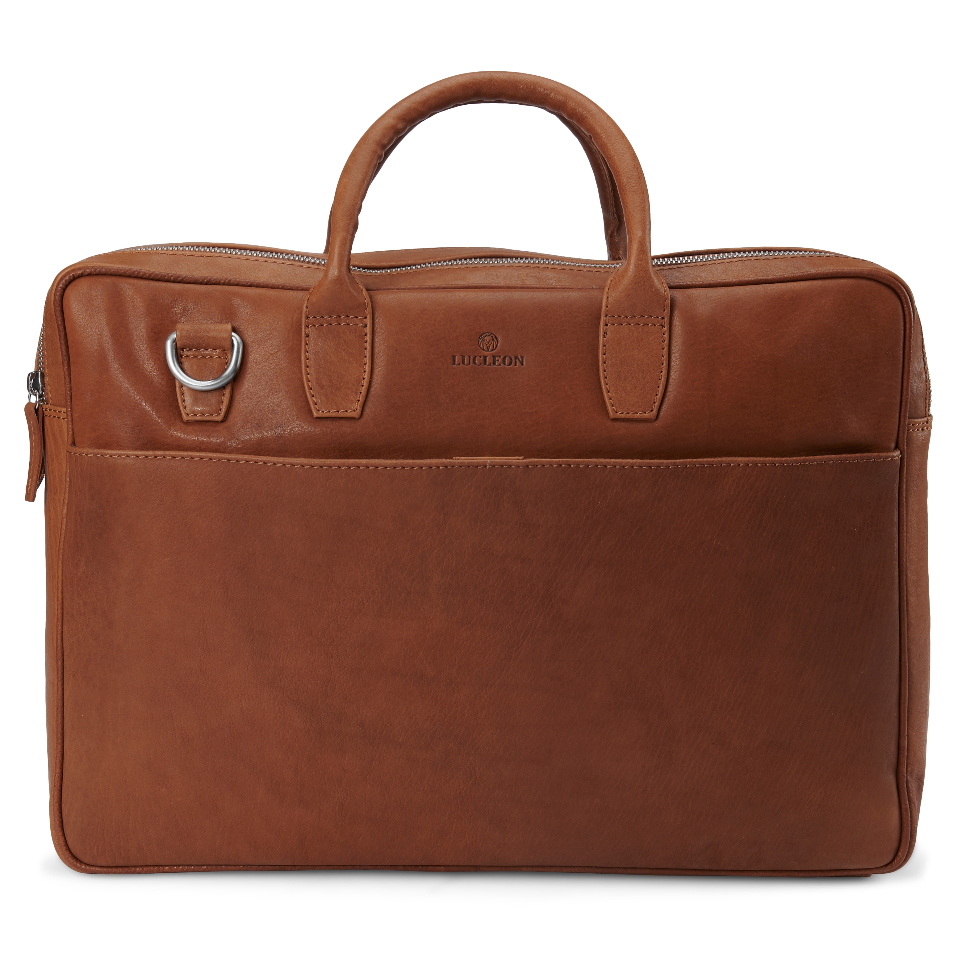 Cambodia Double Zip Executive Tan Leather Bag - 6