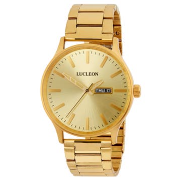 Grover | Gold-Tone Stainless Steel Day-Date Watch With Gold-Tone Dial