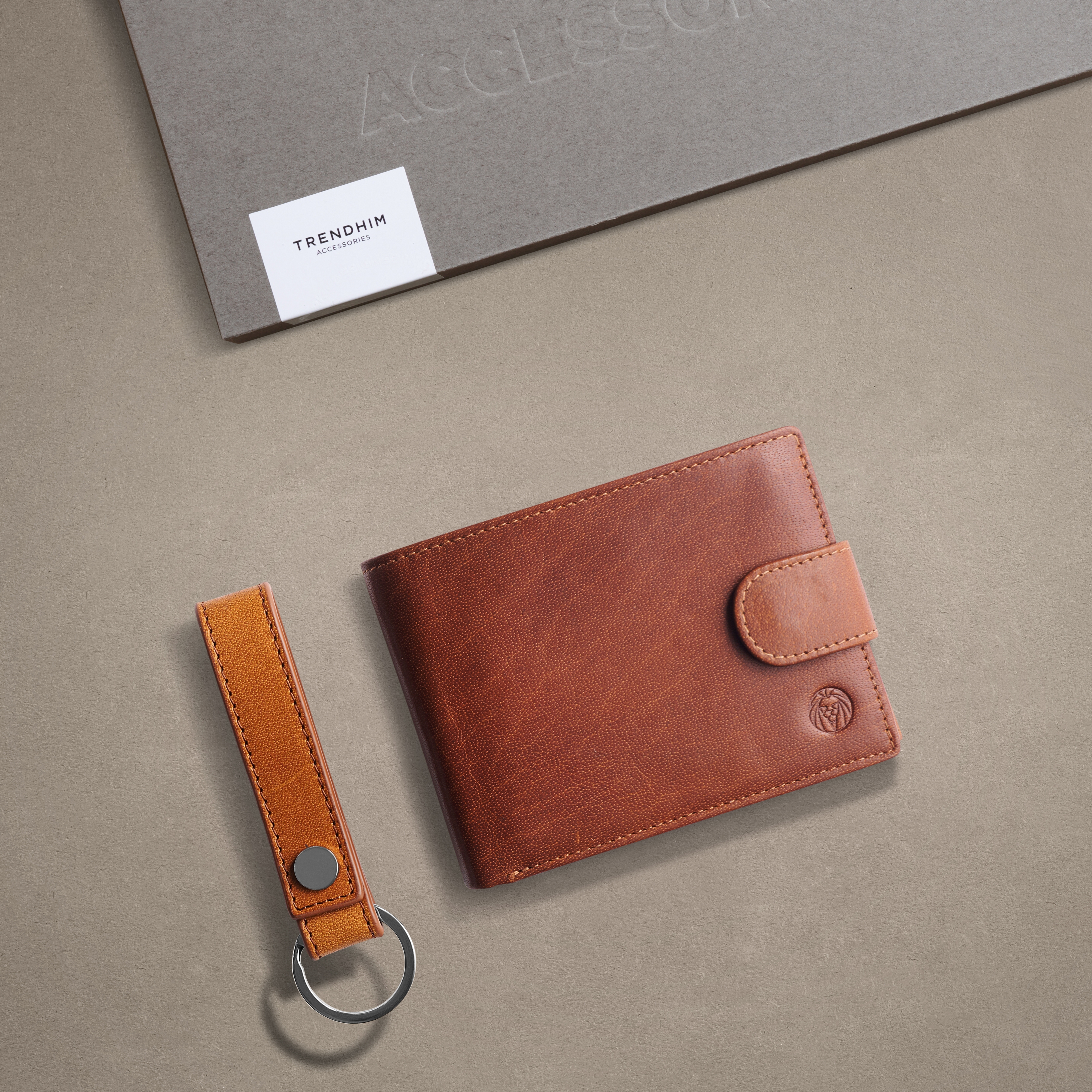 Brūns bifeļa ādas naudas maka dāvanu komplekts ar RFID aizsardzību - 2