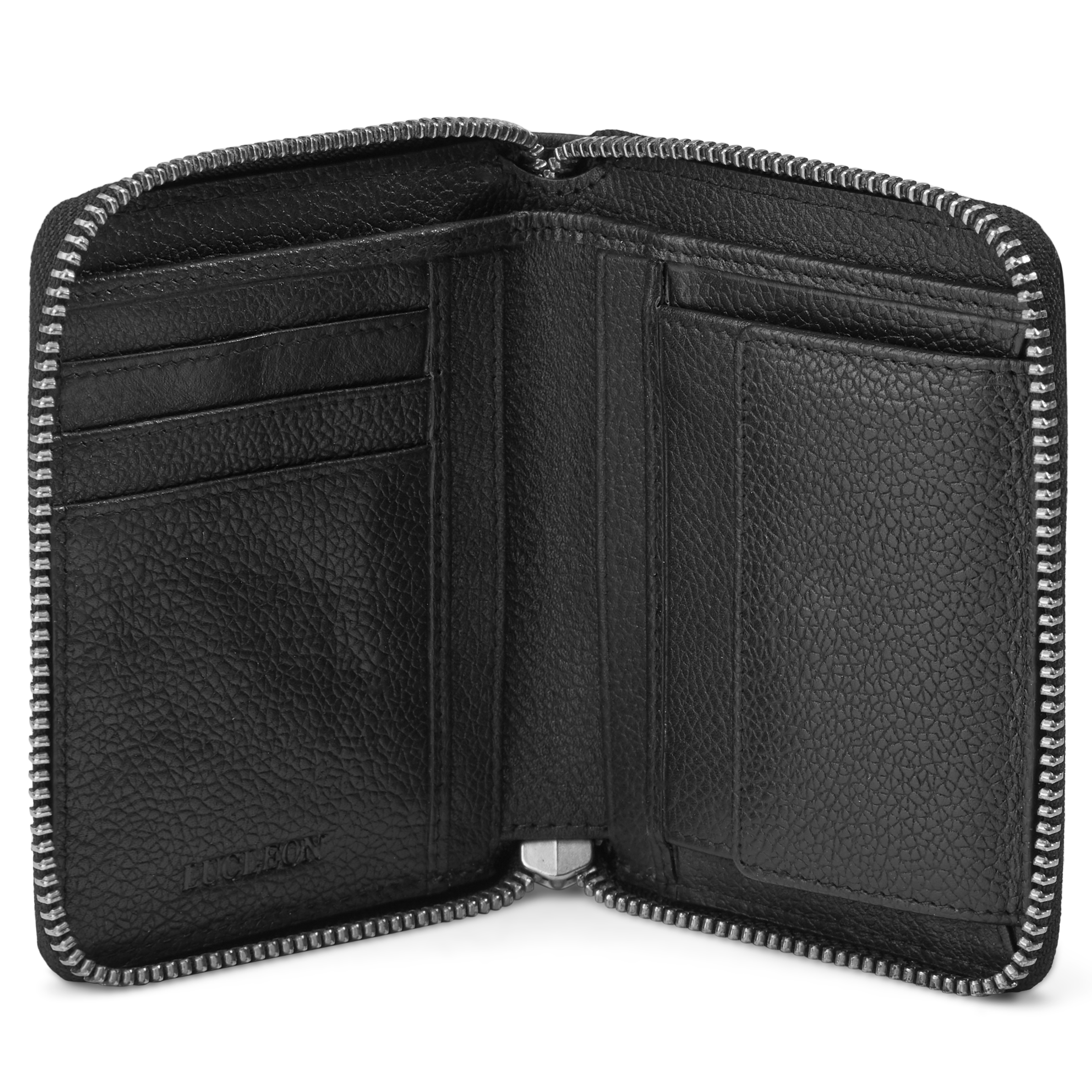 Mini cartera de cuero negro con bloqueo RFID Sky  - 4