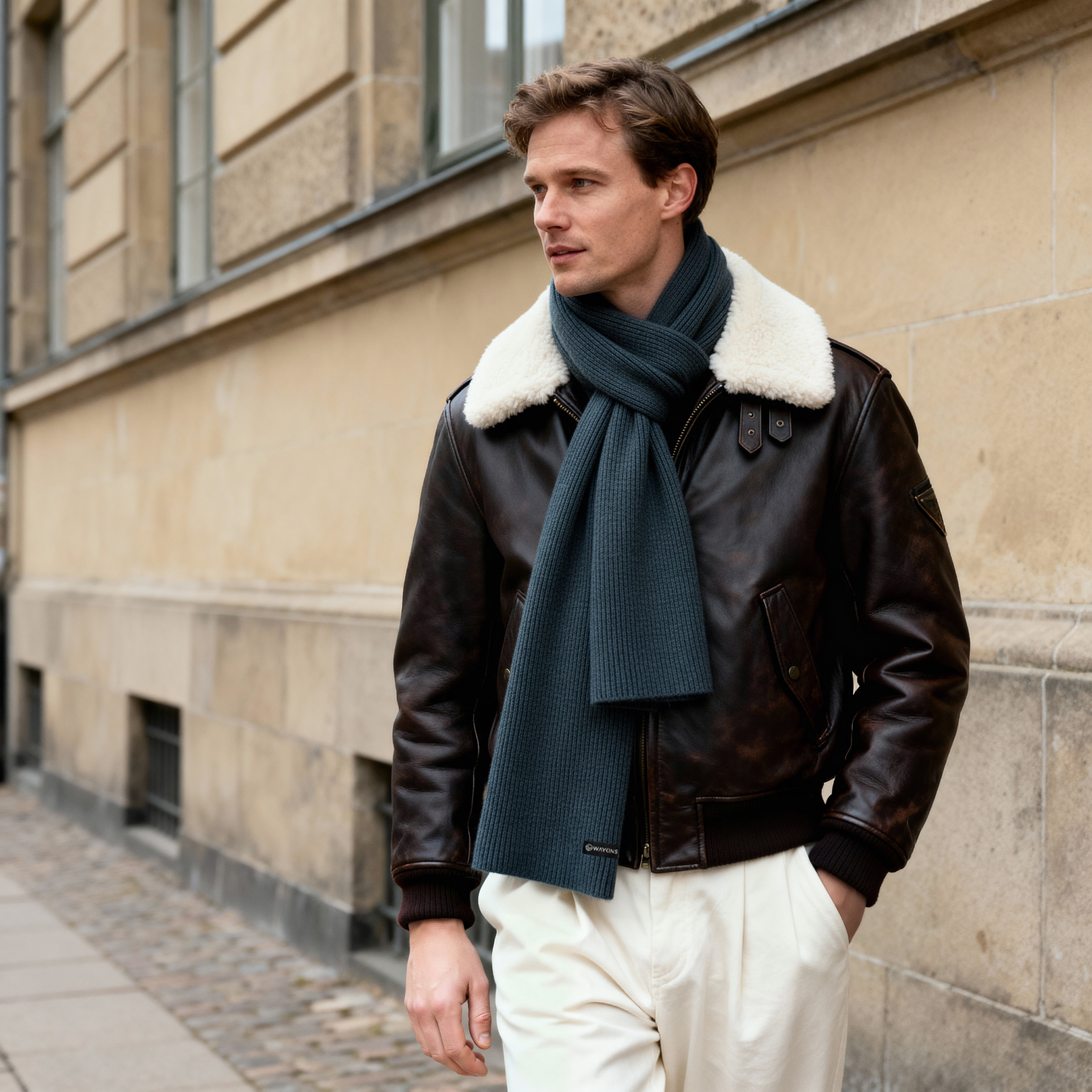 Baltic | Marineblauer Rippstrick-Schal aus Acryl - 2