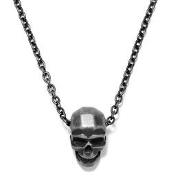 Collier Jax en acier gris foncé à pendentif tête de mort 