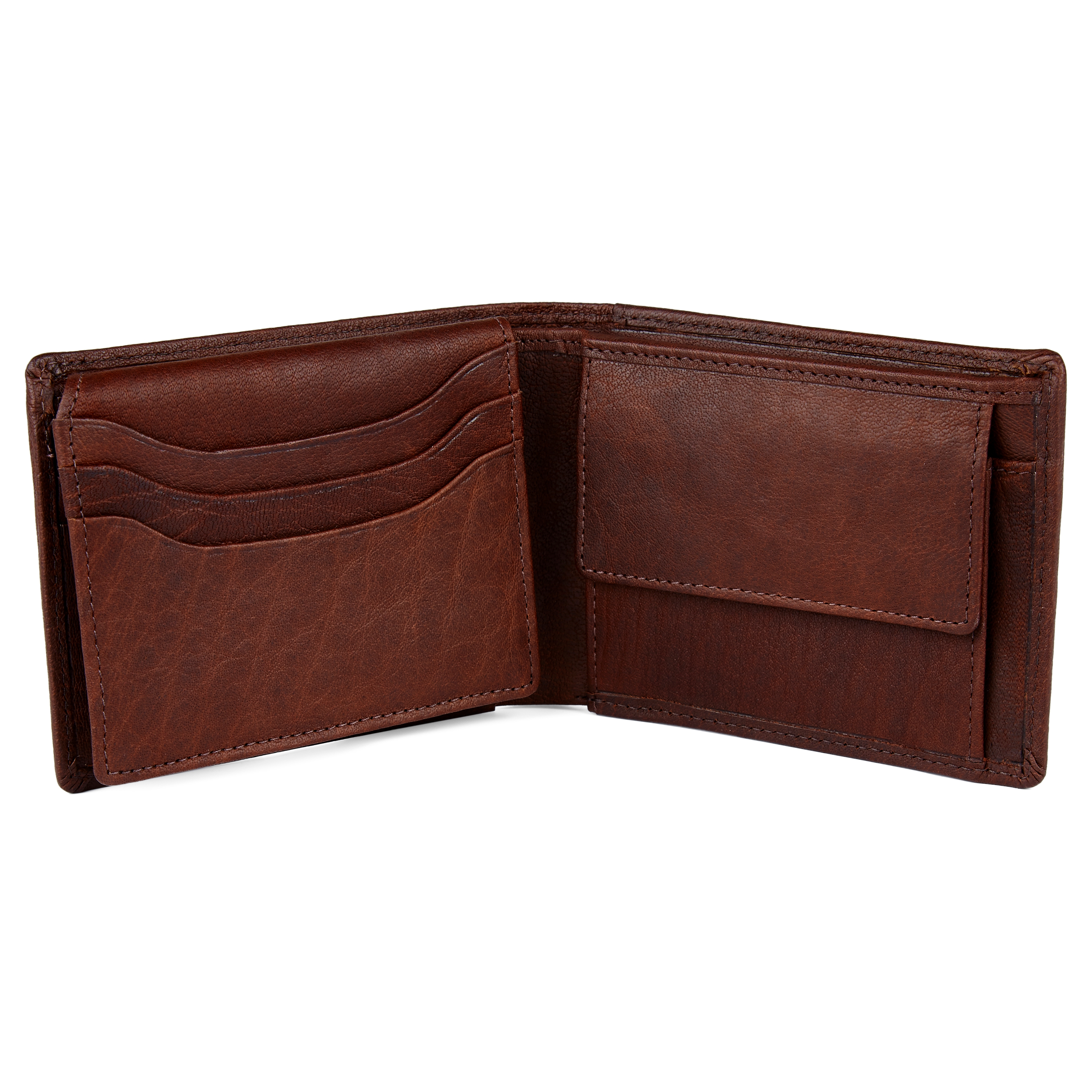 Cartera de cuero de pliegue doble rápido marrón Oxford - 6