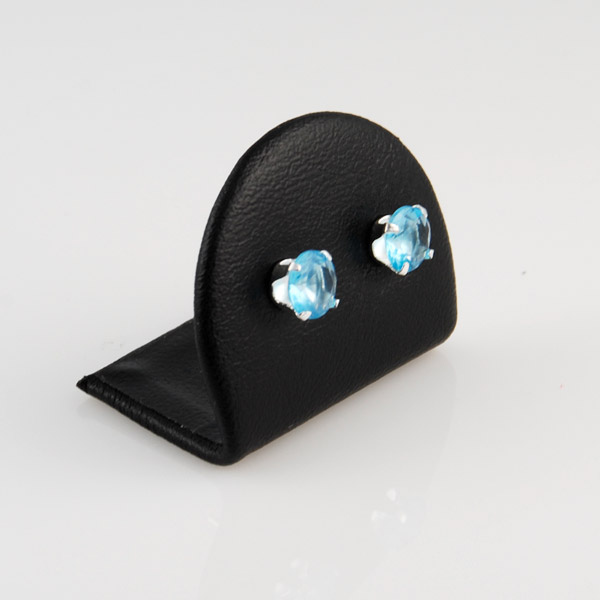 Blå Runde 6mm Zirkon Øreringe - 2