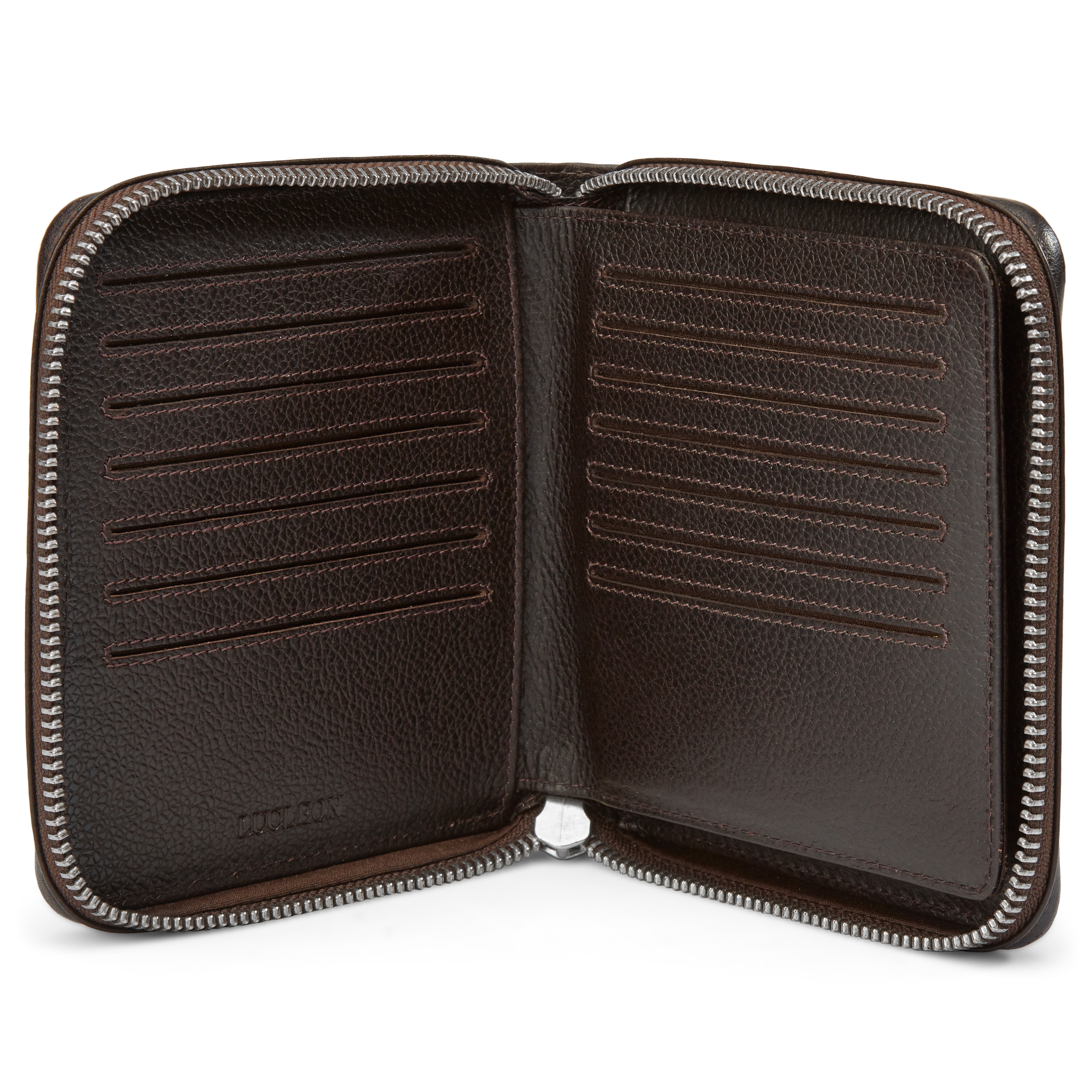 Ciemnobrązowe skórzane etui na karty XL z blokadą RFID - 4