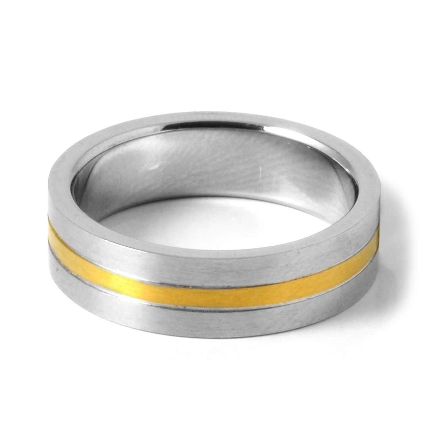 Simple Gold Striped Steel Ring - 2