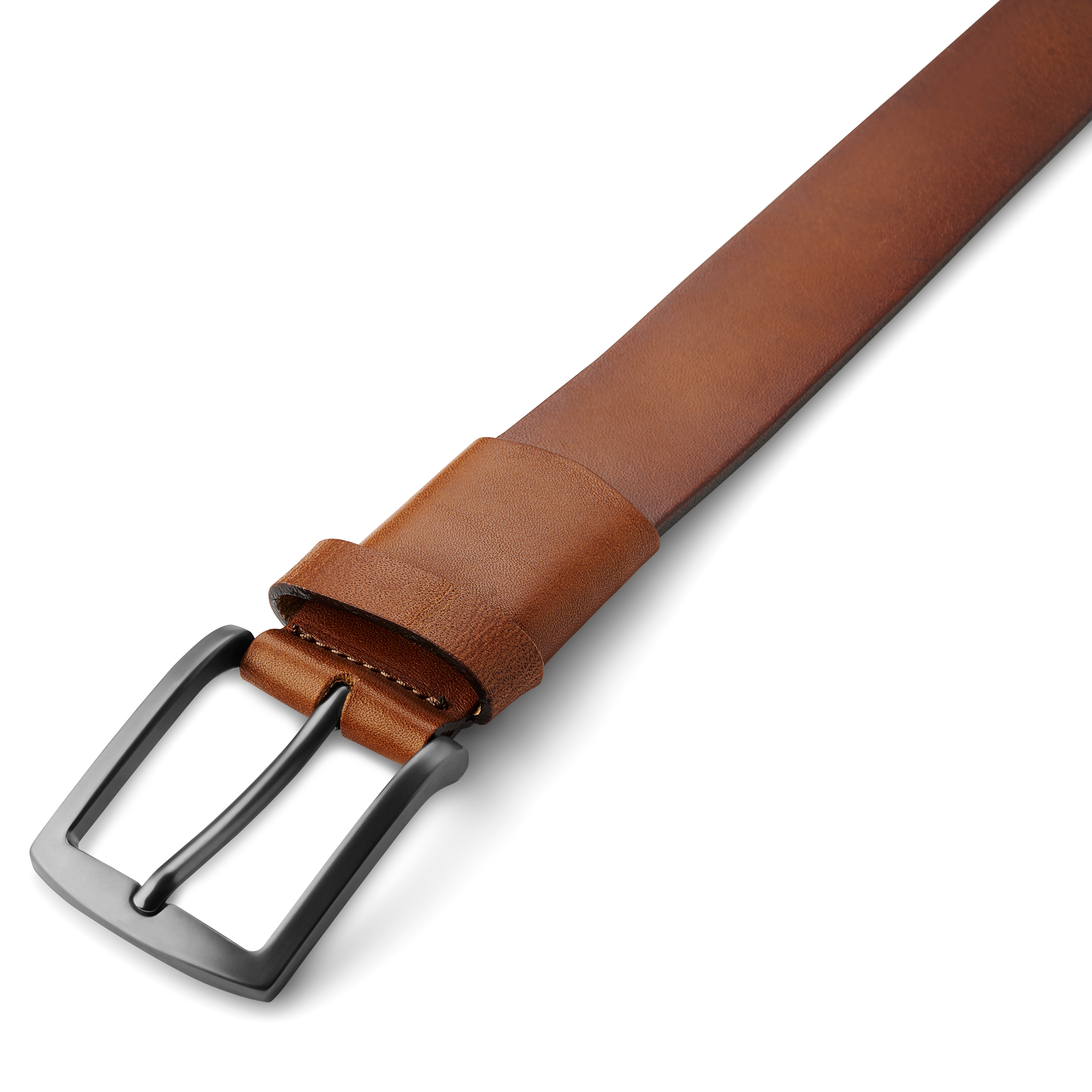 Cognac Full-Grain Læder Elastik Bælte - 3