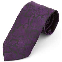 Wide Purple & Black Baroque Polyester Tie