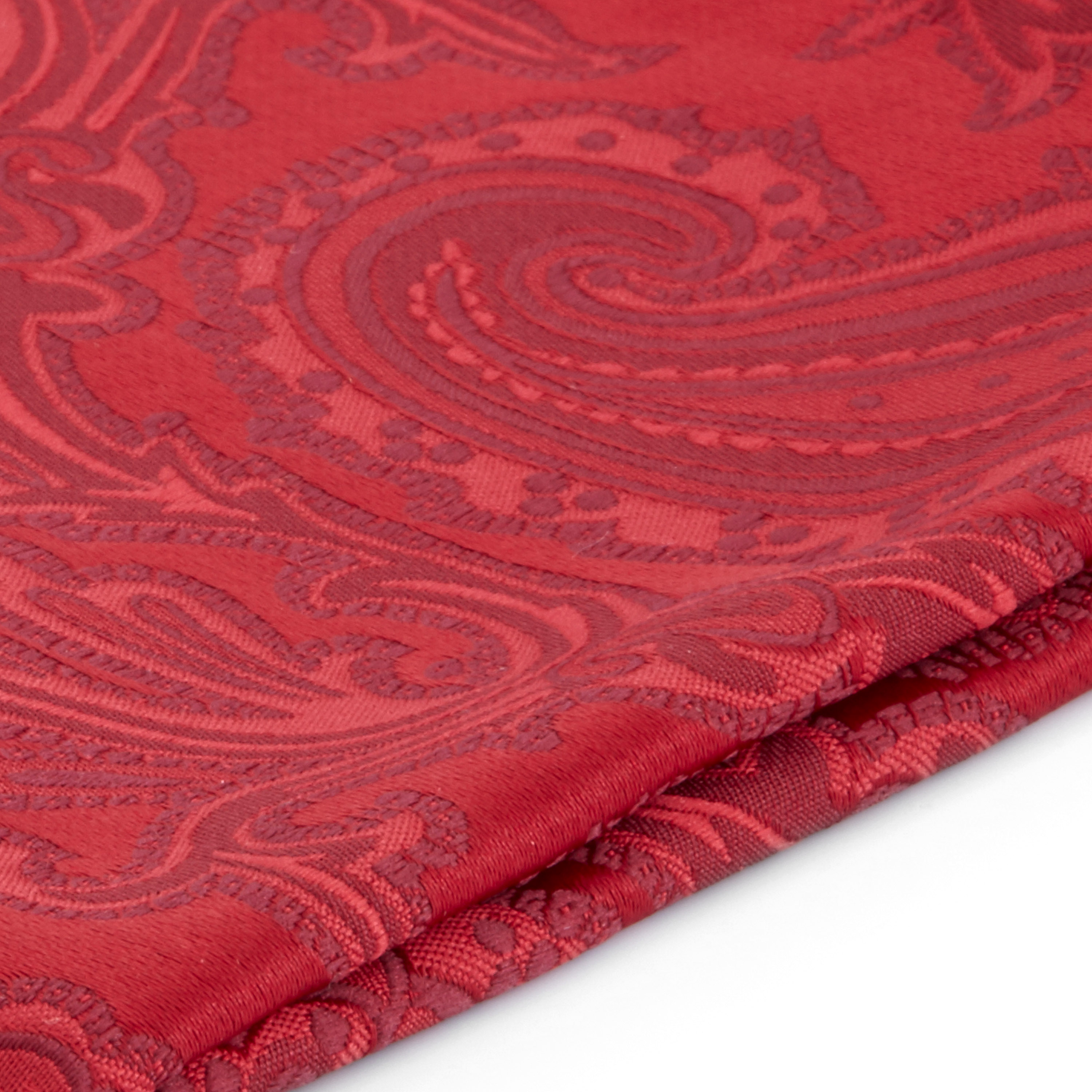 Vintage Red Paisley Polyester Pocket Square - 2