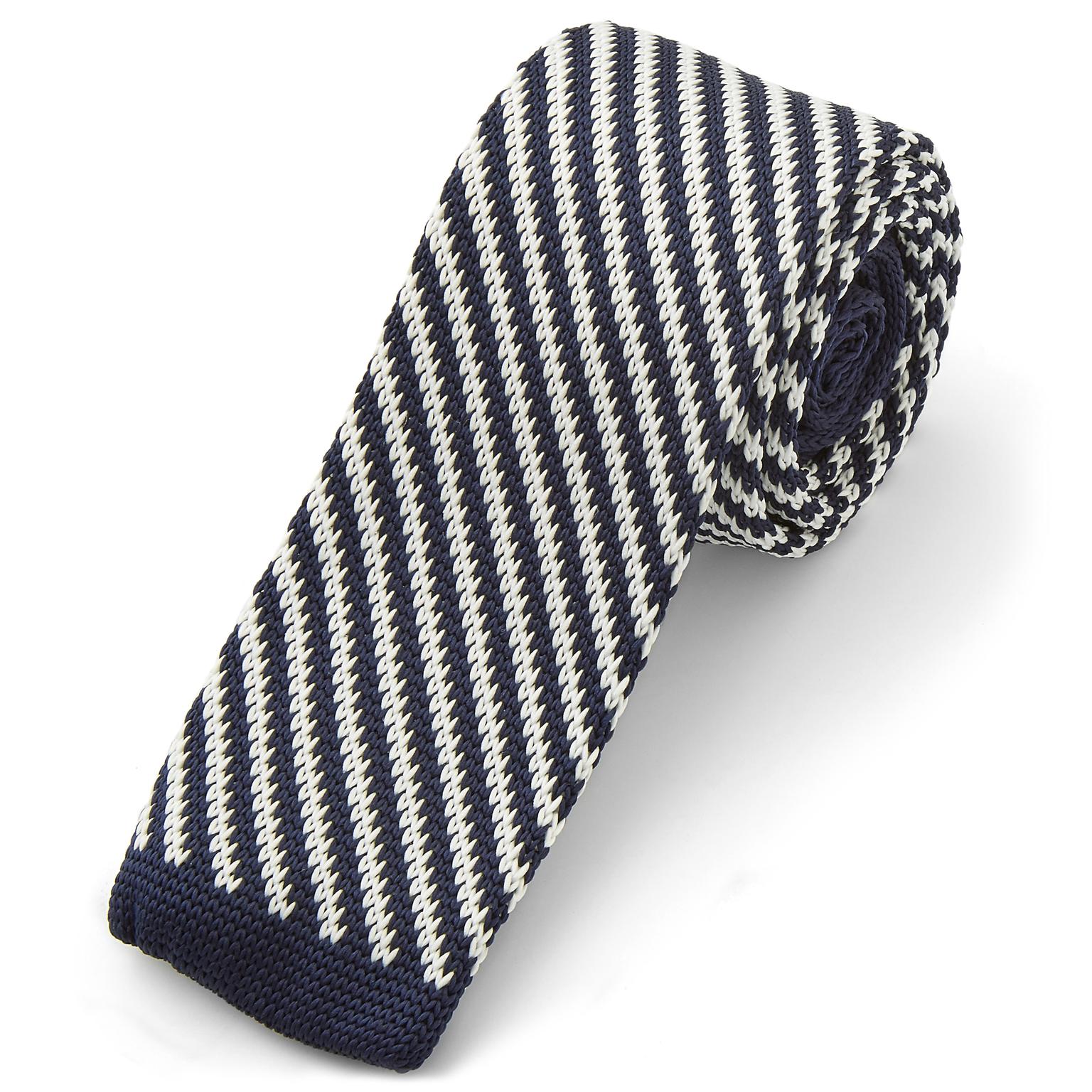 Πλεκτή Γραβάτα White & Blue Stripe Πλεκτή Γραβάτα White & Blue Stripe