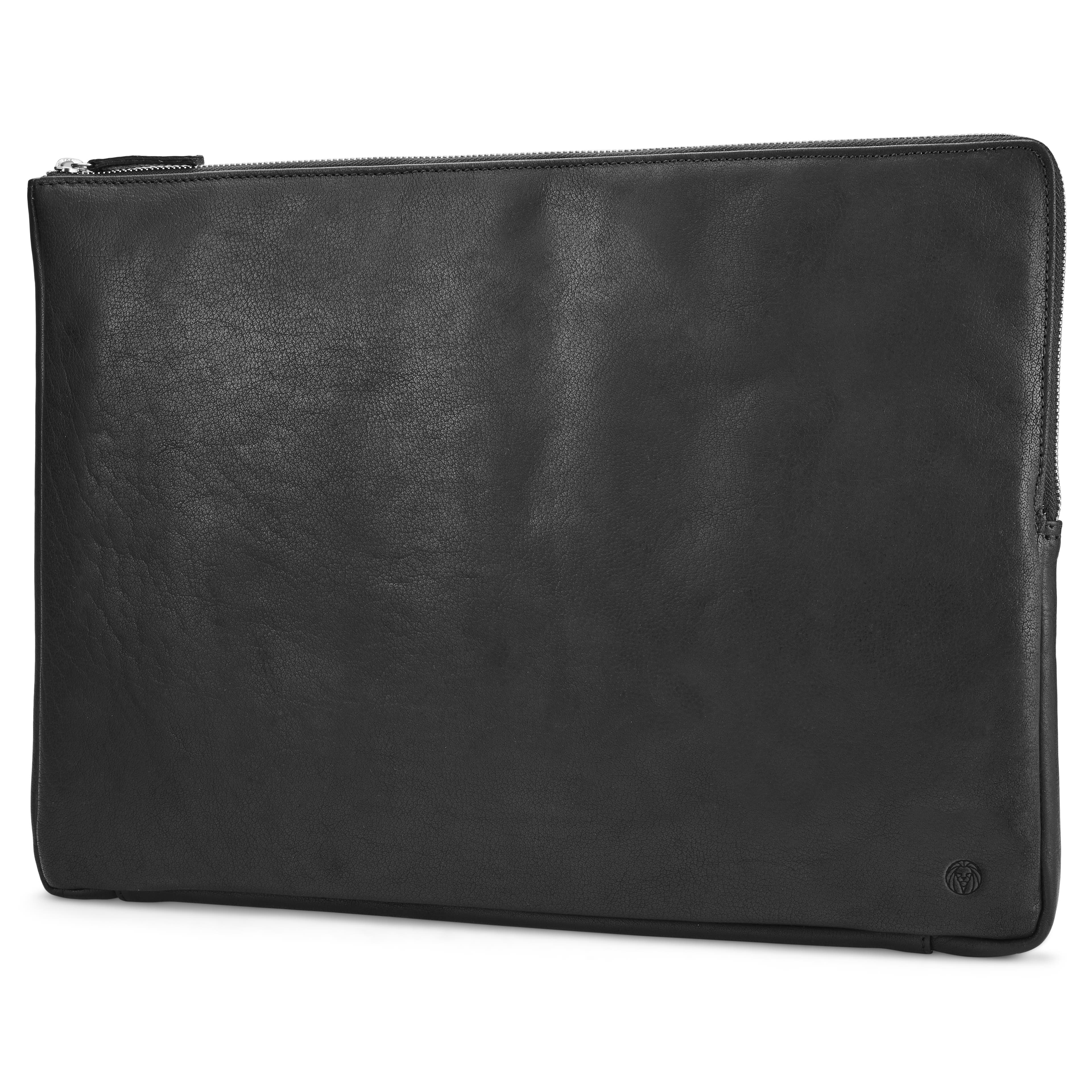 Montreal Black Leather Laptop Sleeve