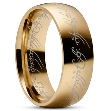 Sentio | Gold-Tone Stainless Steel & Black Elven Script Ring Sentio | Gold-Tone Stainless Steel & Black Elven Script Ring