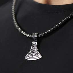 Rune Thor’s Axe Black Leather Necklace - 4 - hover gallery