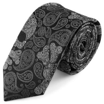 Black & Grey Skull Paisley Pattern Silk Necktie | 6 cm Black & Grey Skull Paisley Pattern Silk Necktie | 6 cm