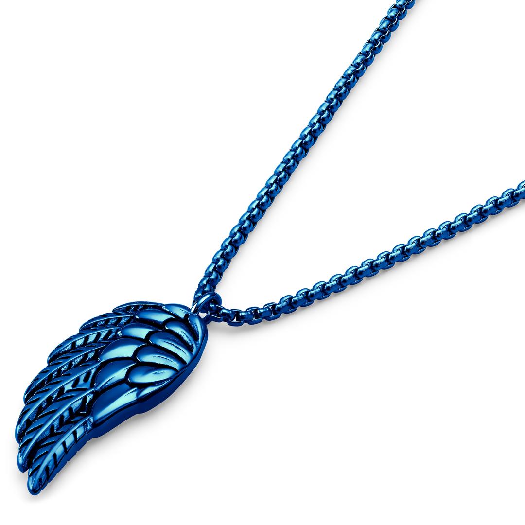 Egan | Blauwe Ketting van Roestvrij Staal met Vleugel Hanger | Op voorraad | Otsu Egan | Blauwe Ketting van Roestvrij Staal met Vleugel Hanger | Op voorraad | Otsu