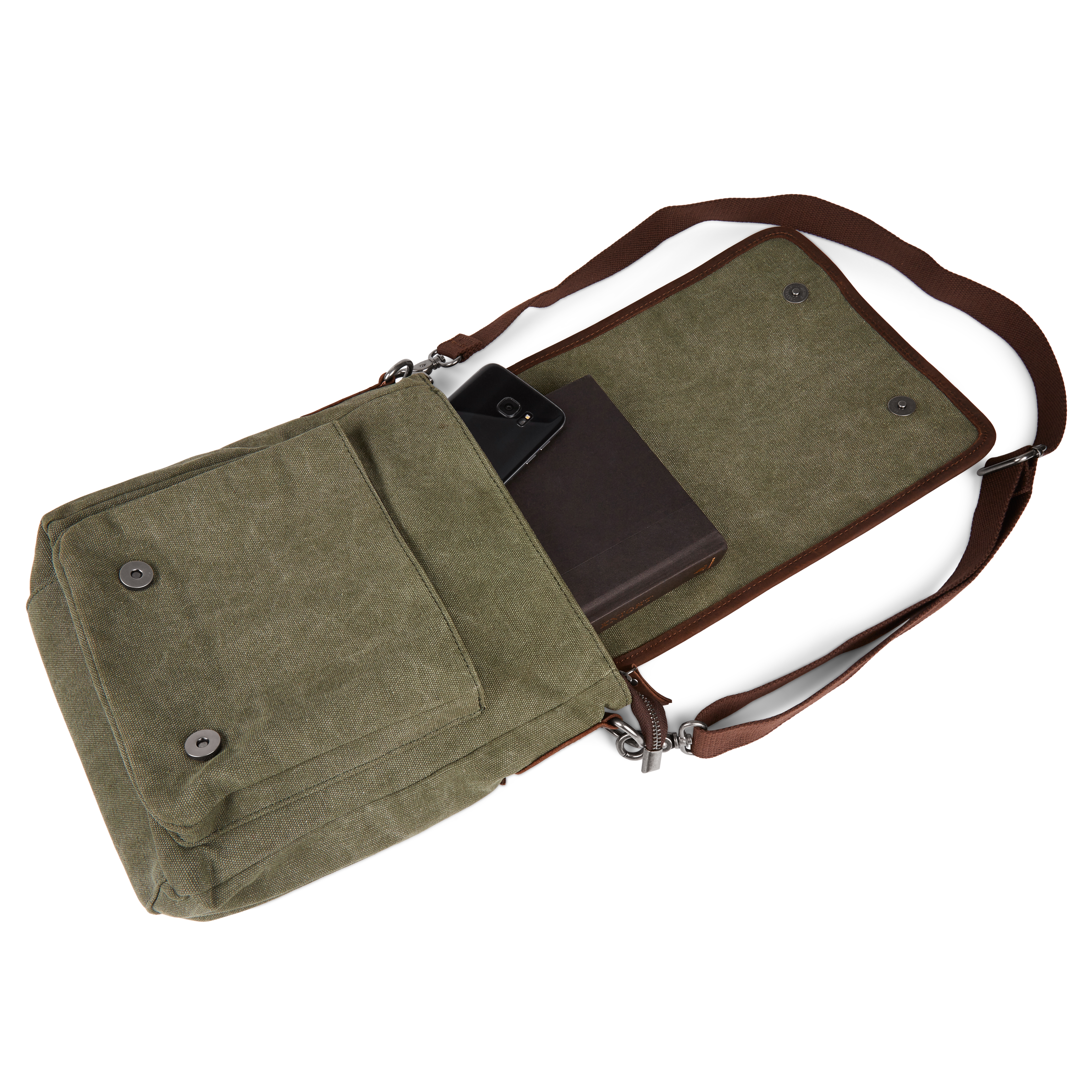 Sergio Green & Brown Slim Messenger Bag - 7