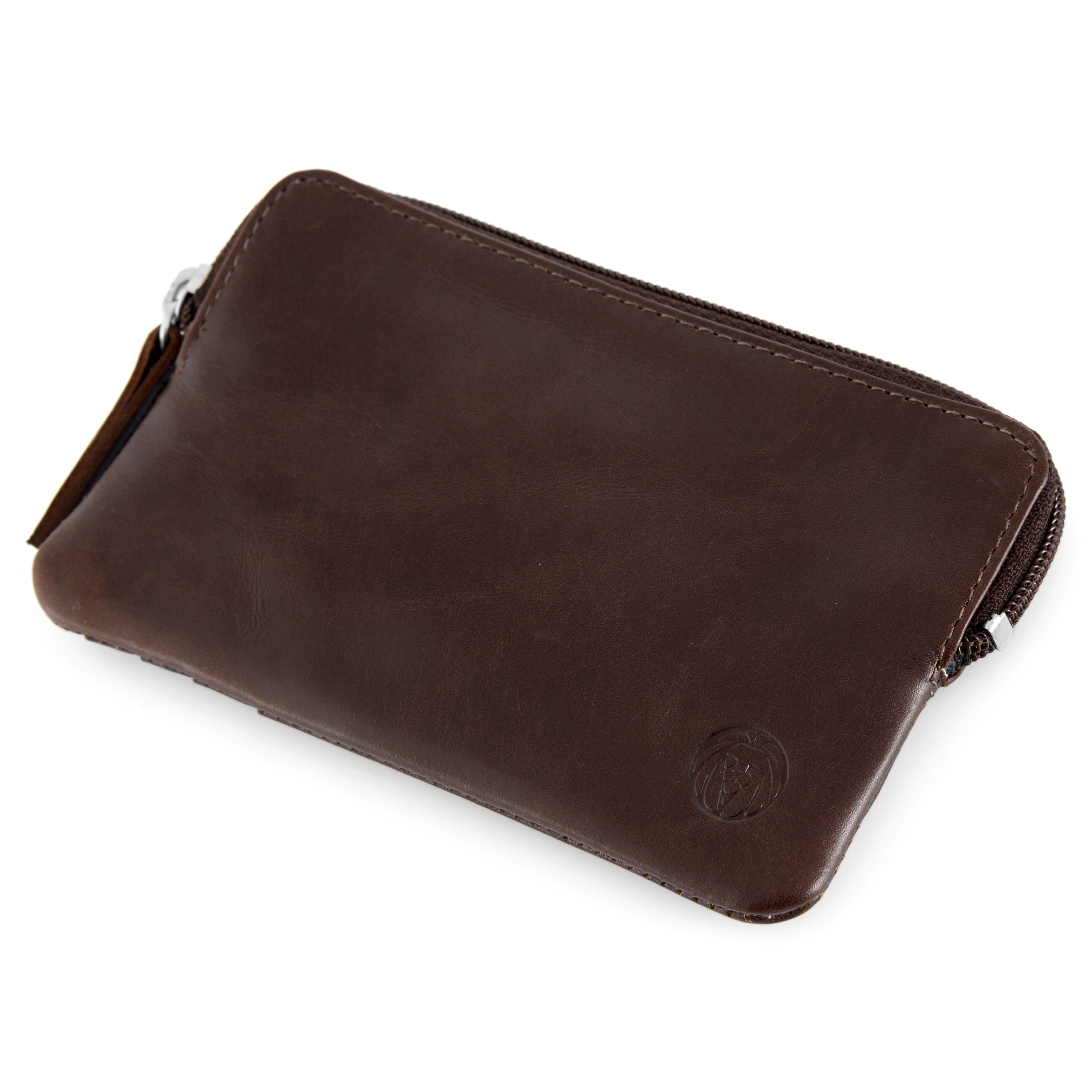 Dunkelbraune Jasper Leder Geldbörse Mit Reißverschluss - 4