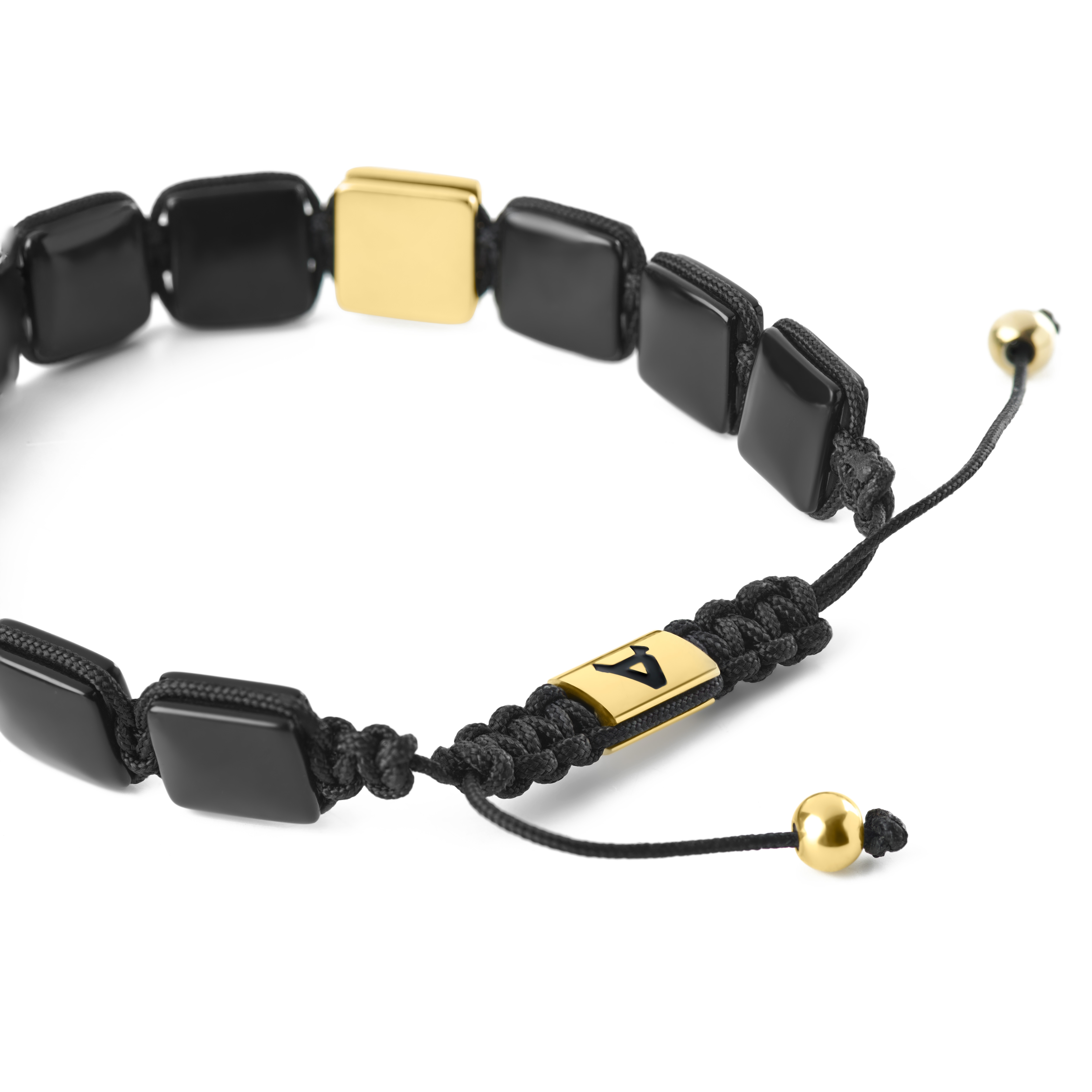 Elysian | Guldfarvet Onyx Flad Perle Armbånd - 4