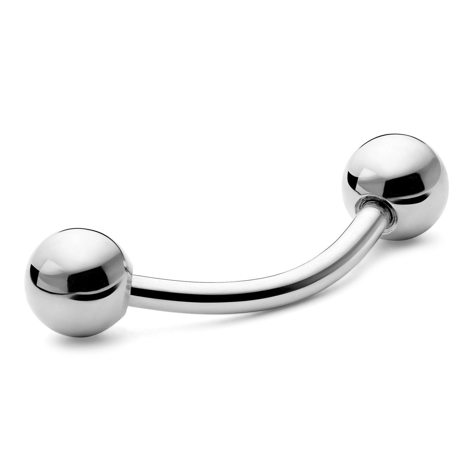12 mm Curved Ball-Tipped Silver-Tone Surgical Steel Barbell 12 mm Curved Ball-Tipped Silver-Tone Surgical Steel Barbell
