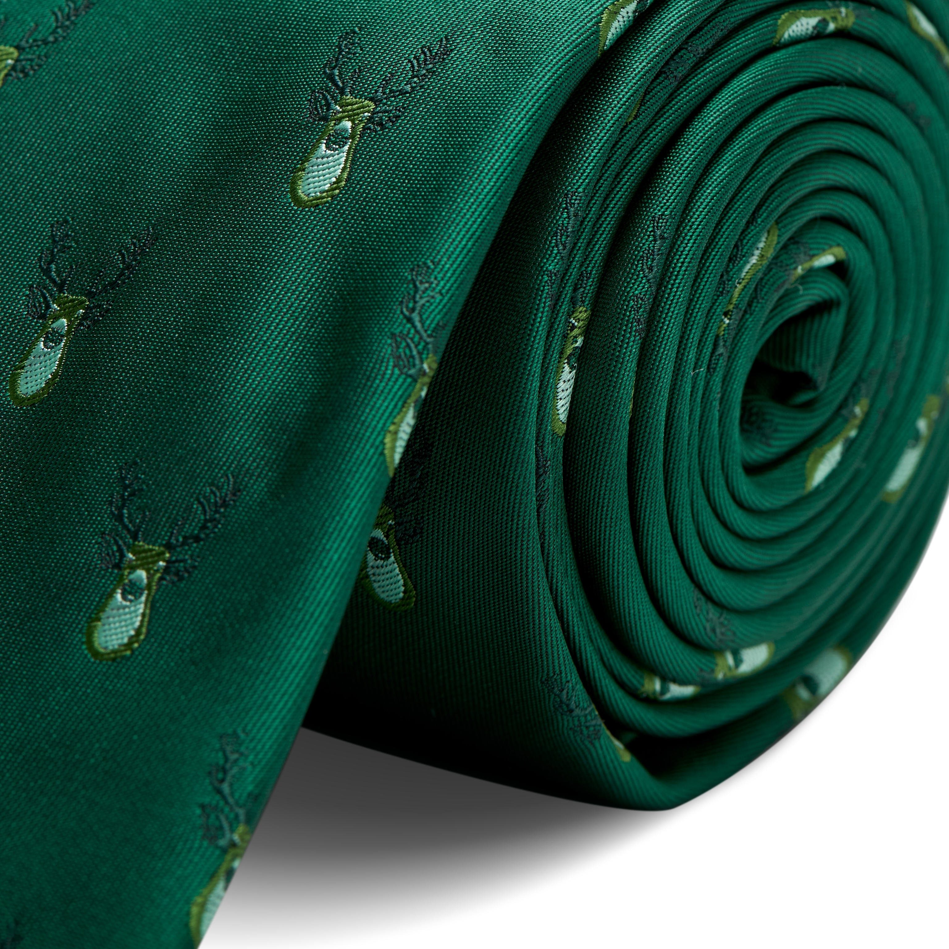 Zielony bożonarodzeniowy krawat w renifery - 2