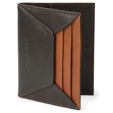 Porte-cartes en cuir brun et brun foncé anti-RFID Loren