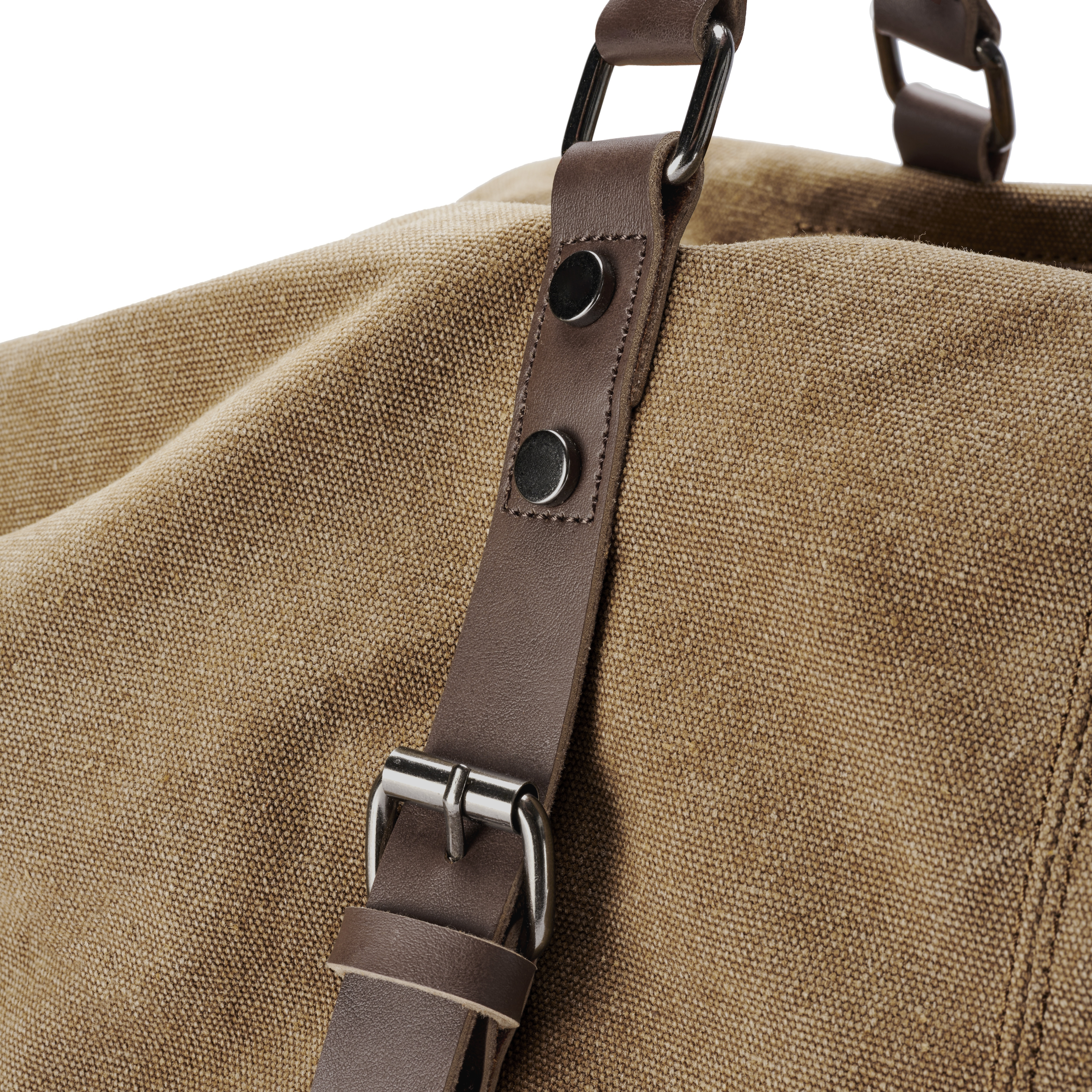Senfgelb Canvas & Braun Leder Reisetasche - 8
