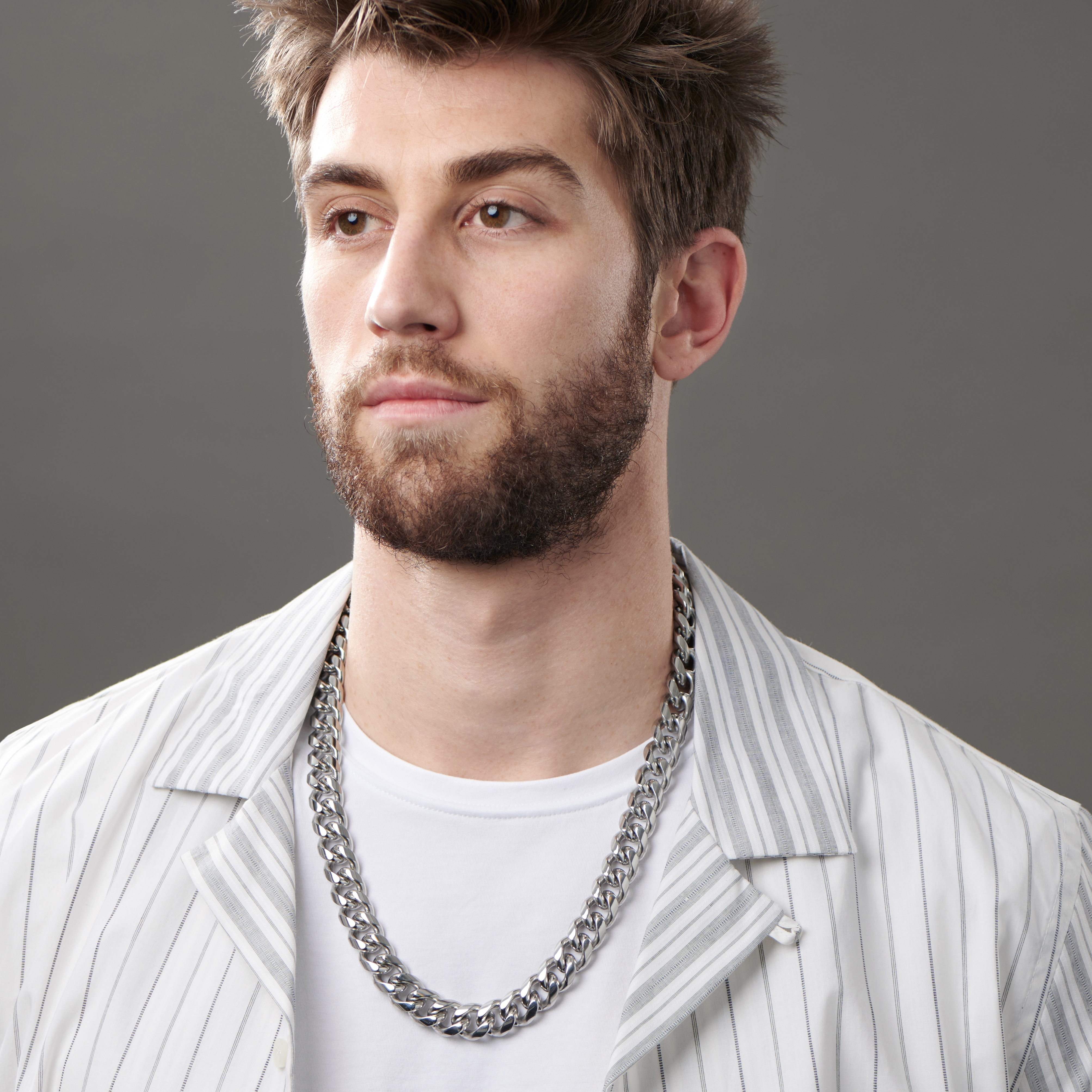 Collier cubain argenté à maillons XL  - 6