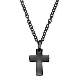 Gunmetal Stainless Steel Unique Curvy Cross Cable Chain Necklace