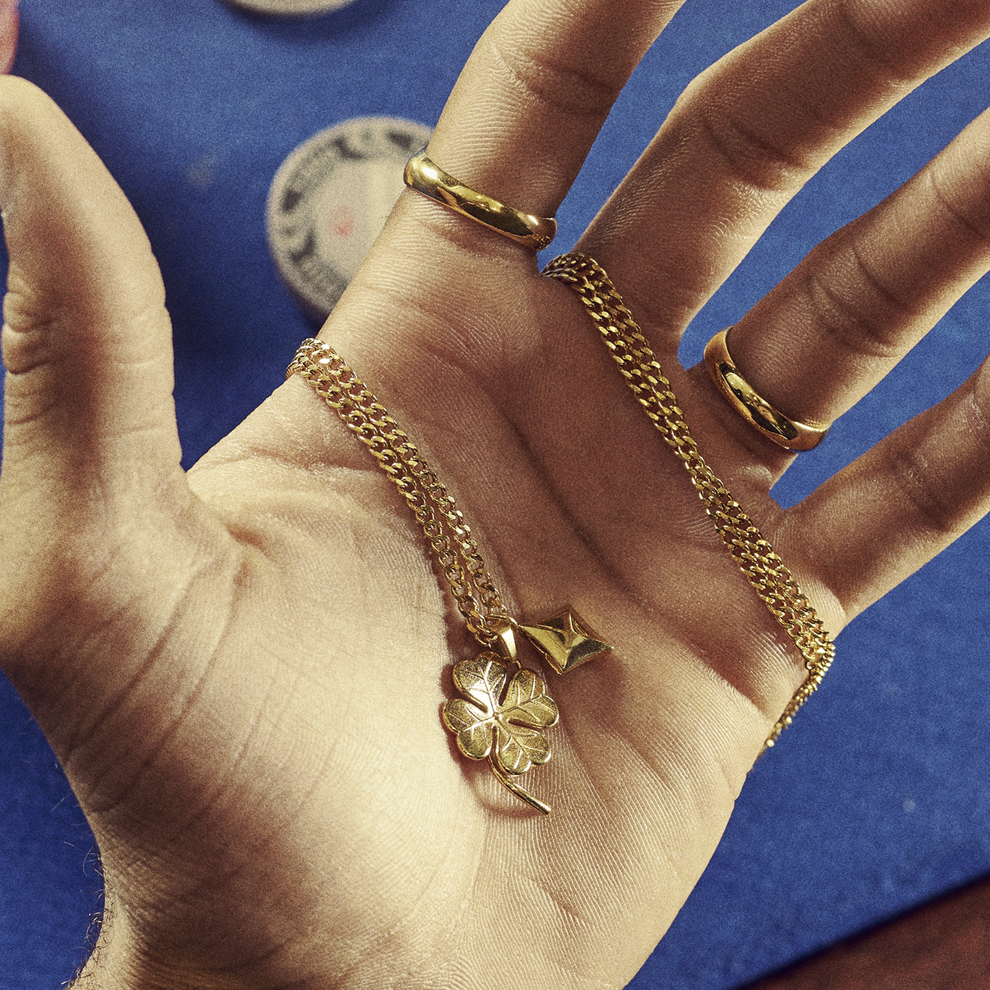 Ace | Gold-tone 4-leaf Clover & Diamond Double Pendant Necklace - 9