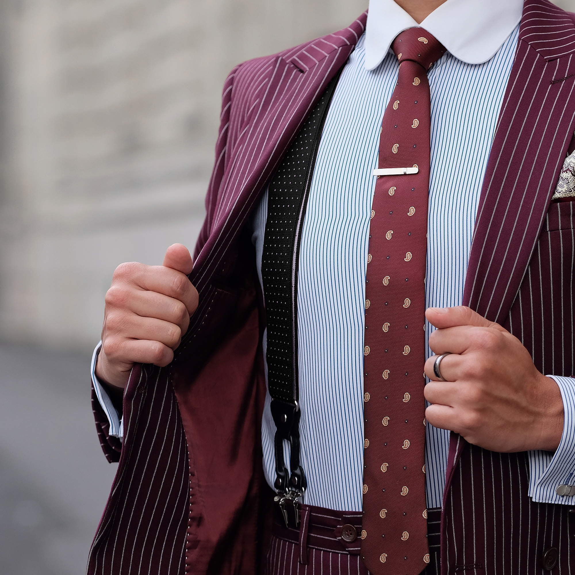 Black & White Dotted Convertible Clip-On Braces - 4