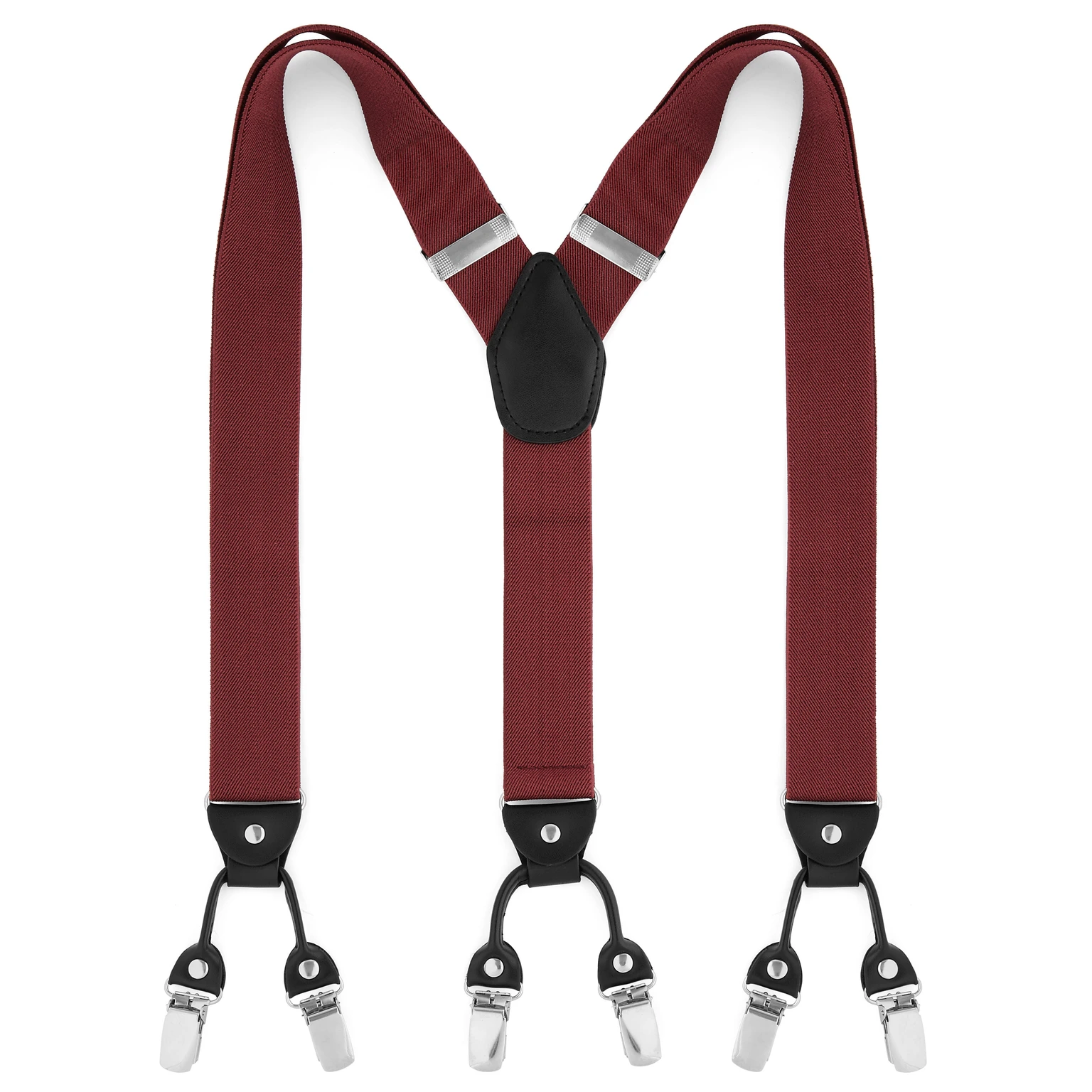 Wide Burgundy Clip-On Suspenders Wide Burgundy Clip-On Suspenders