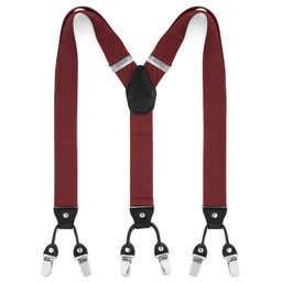 Wide Burgundy Clip-On Suspenders