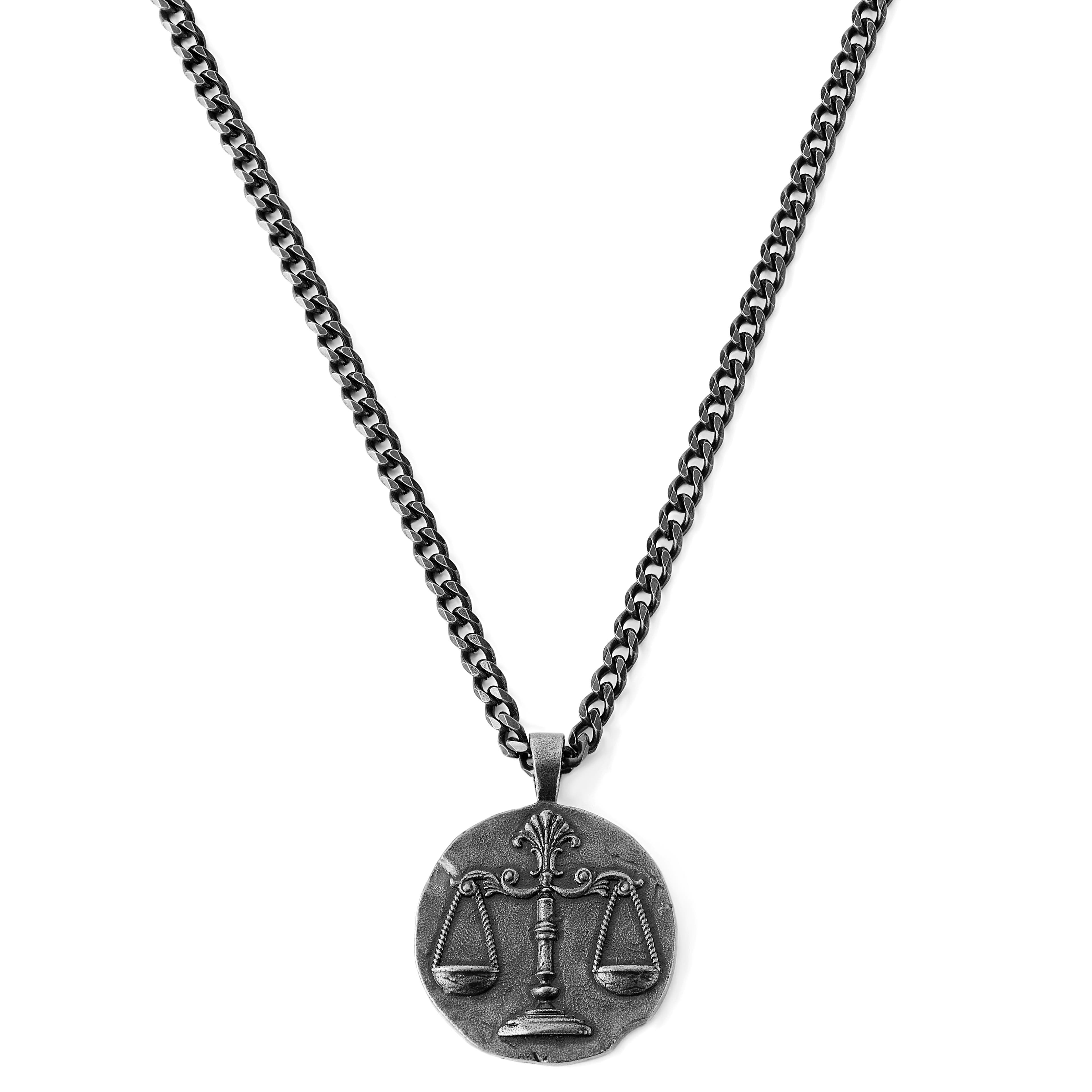 Astro | Silver-Tone Stainless Steel Libra Zodiac Sign Necklace