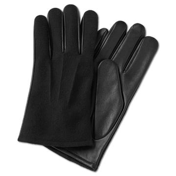Hiems | Schwarze Handschuhe aus Leder und Wolle