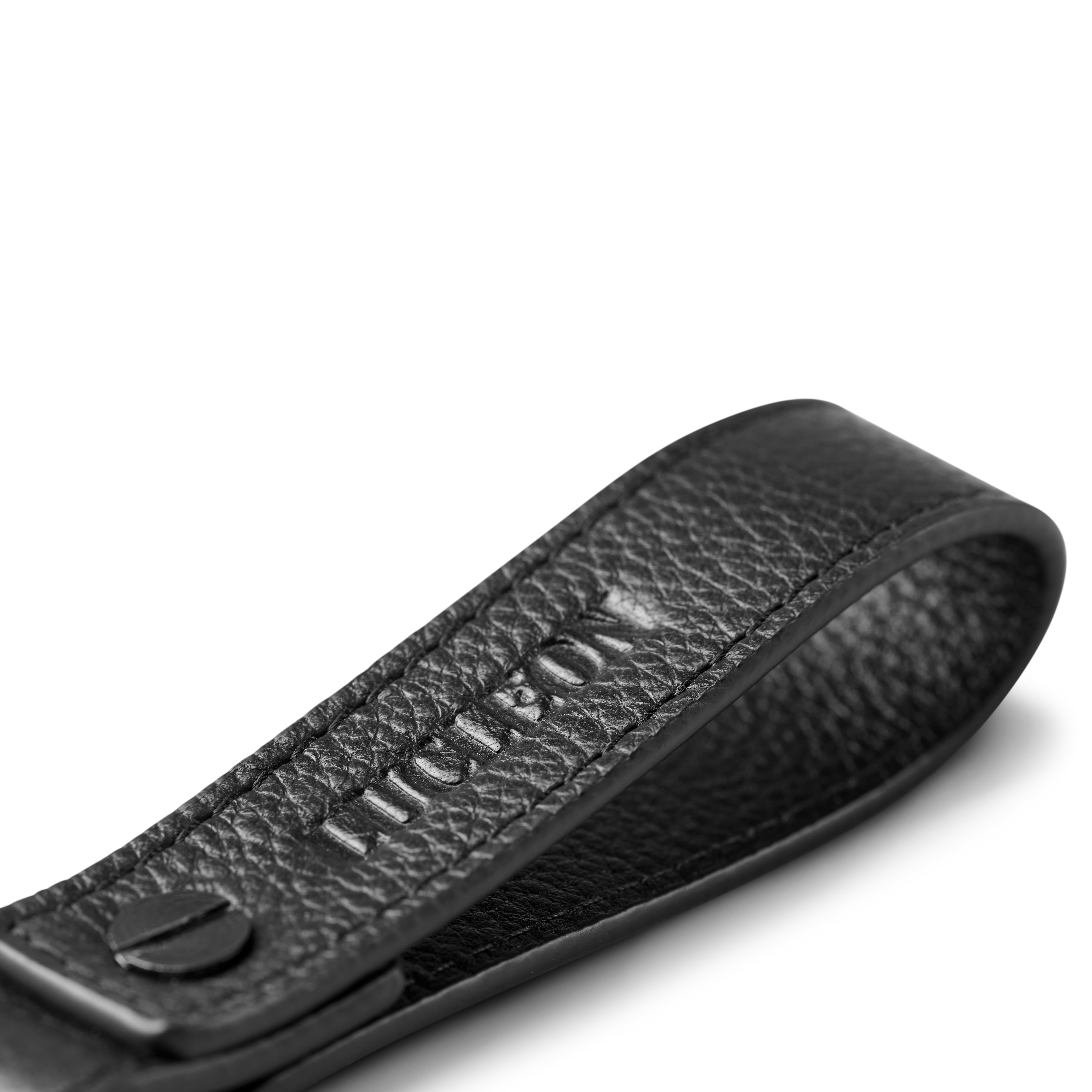 Short Black Full-Grain Leather Keychain - 3