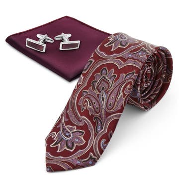 Sarkans baroka stila uzvalka aksesuāru komplekts Sarkans baroka stila uzvalka aksesuāru komplekts