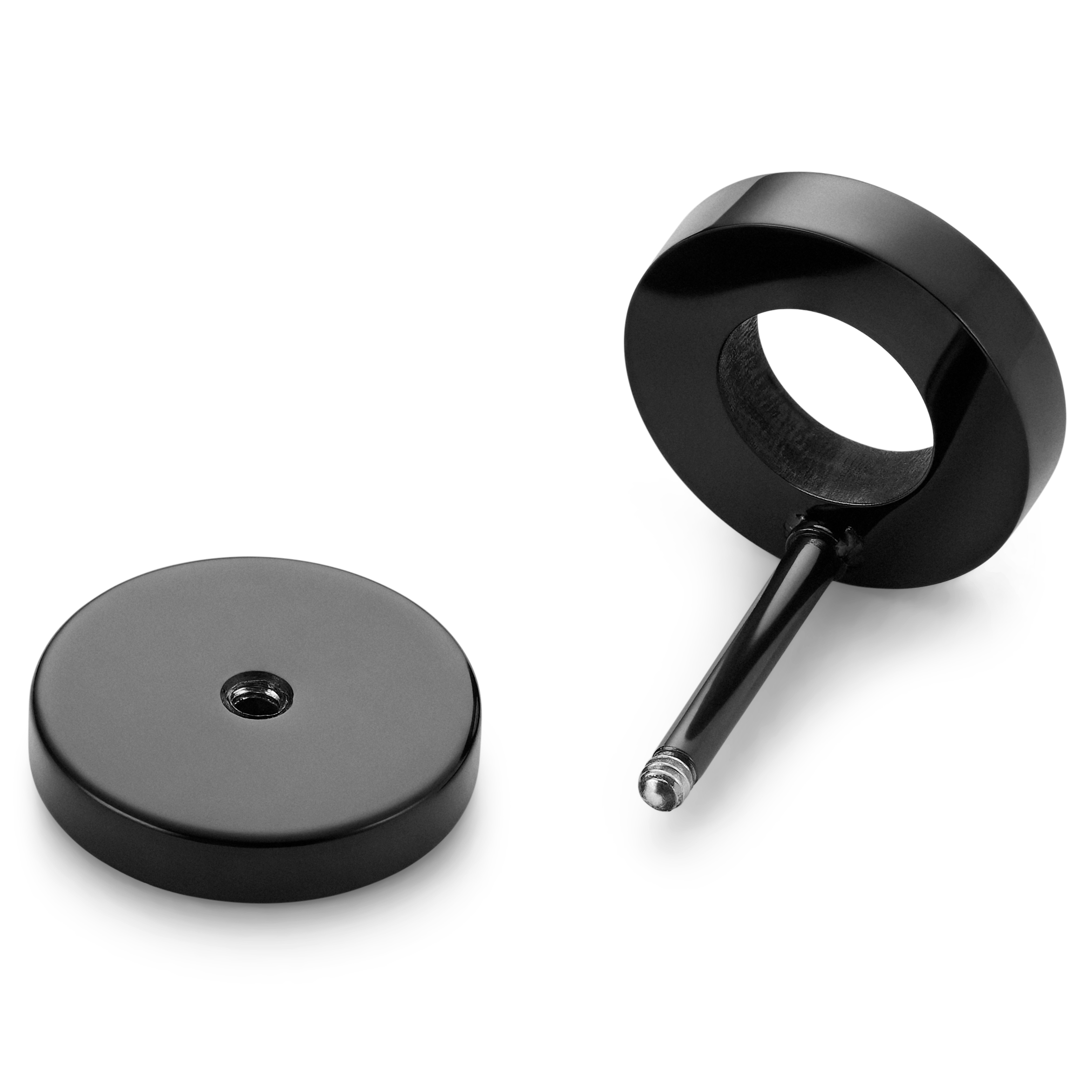 10mm Sirkel Svart Stud Ørering - 2