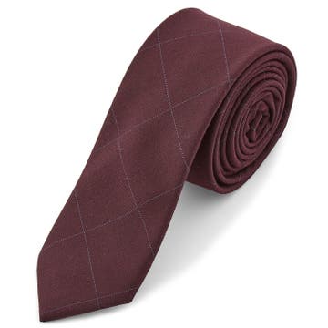 Vínová károvaná kravata
