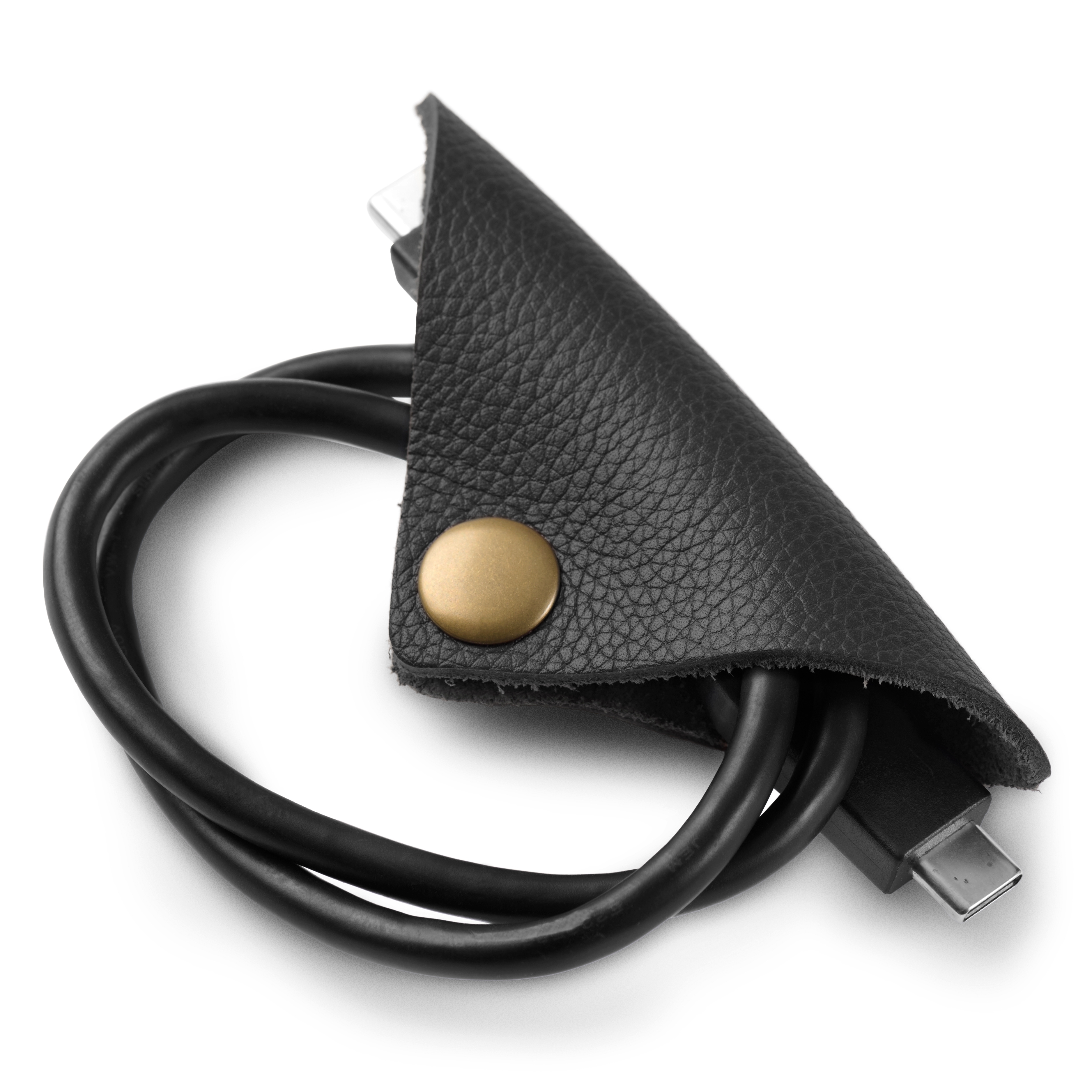 Étui de rangement pour câbles | Cuir noir | Triangle - 2