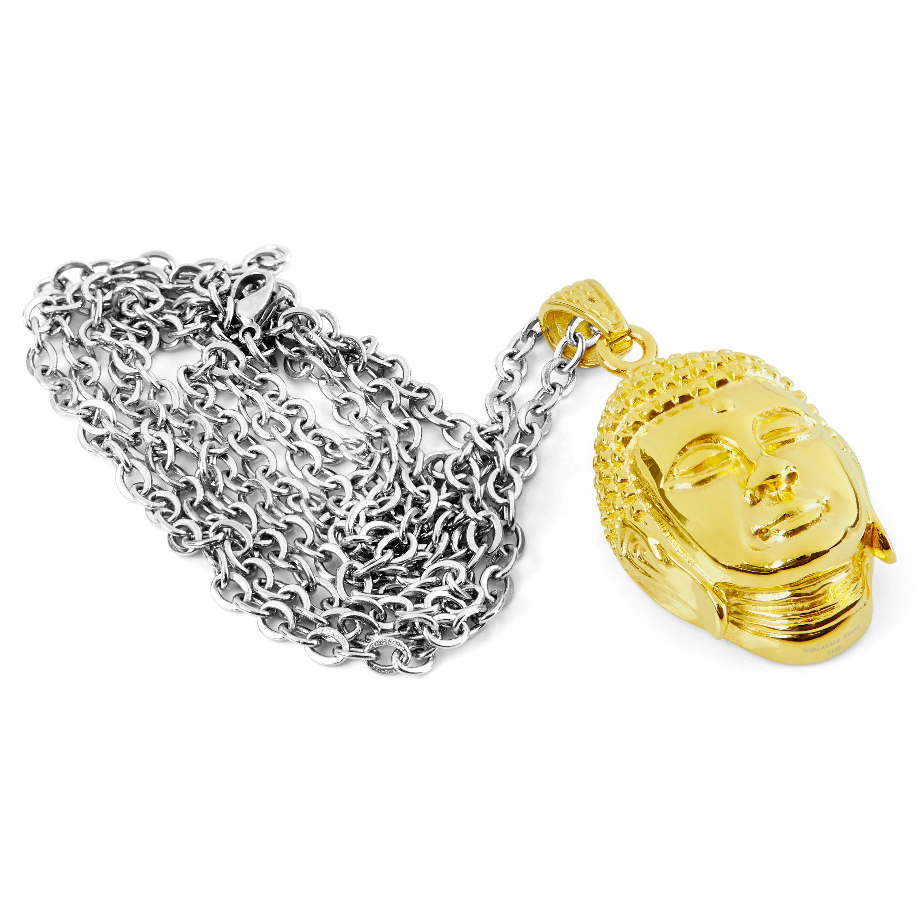 Goldfarbene Drittes Auge Stahlhalskette - 2