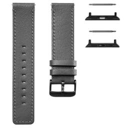 Correa de reloj de cuero gris con adaptadores negros para Apple Watch (38/40 mm)