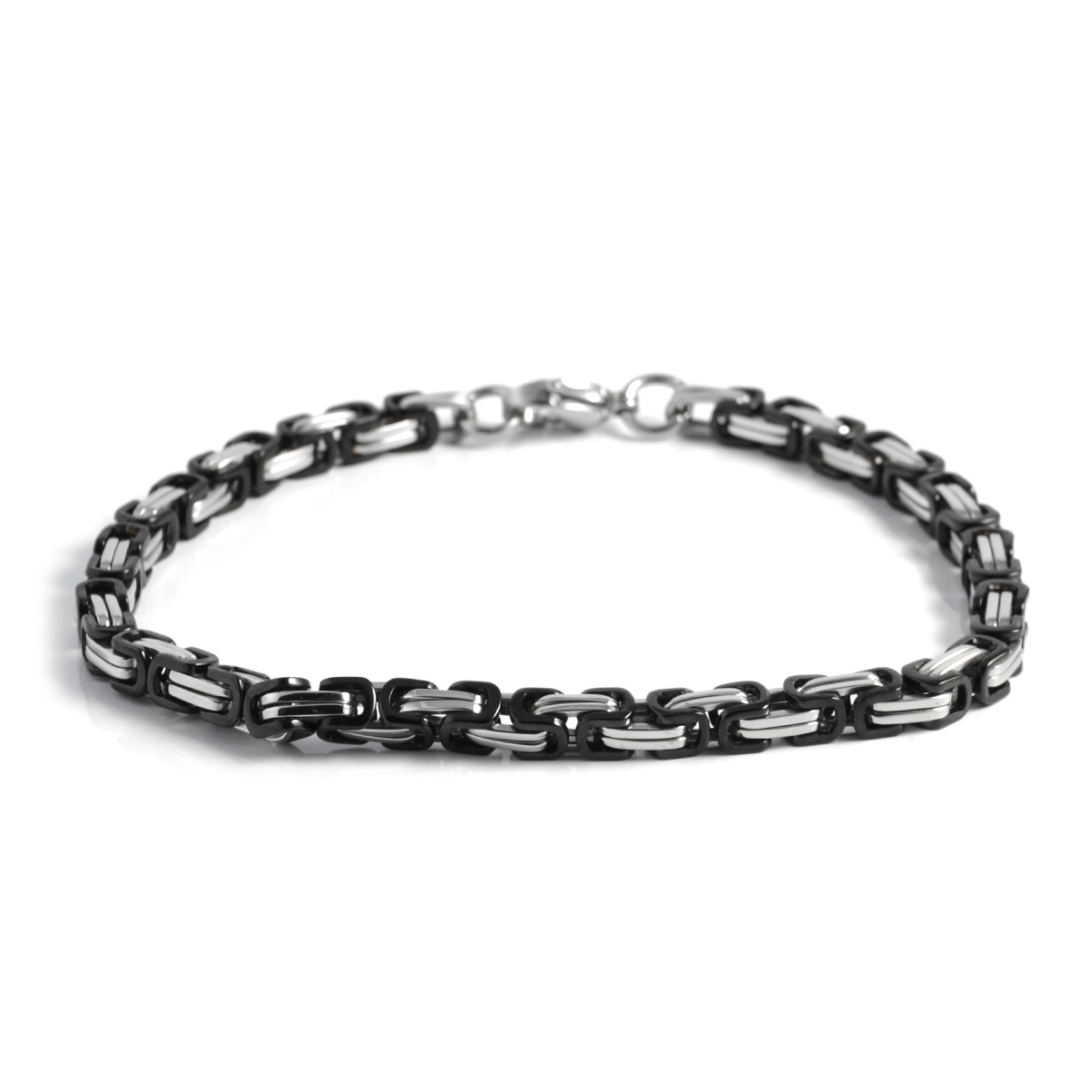 Czarno-srebrna pojedyncza bransoletka ze stali - 1