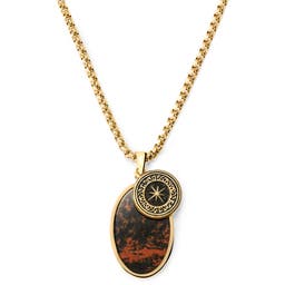 Orisun | Gold-Tone & Mahogany Obsidian Oval Box Chain Necklace
