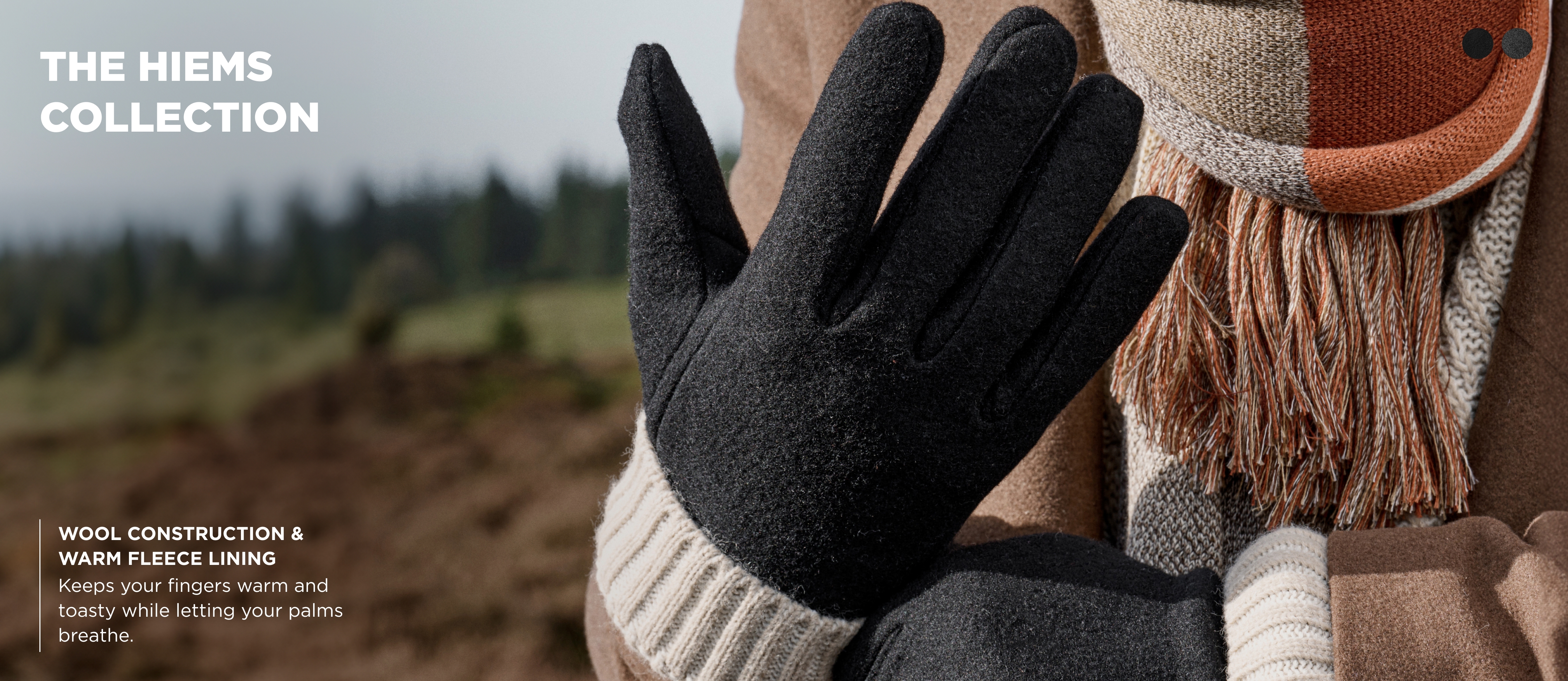 Hiems, Black Leather & Wool Gloves, In stock!