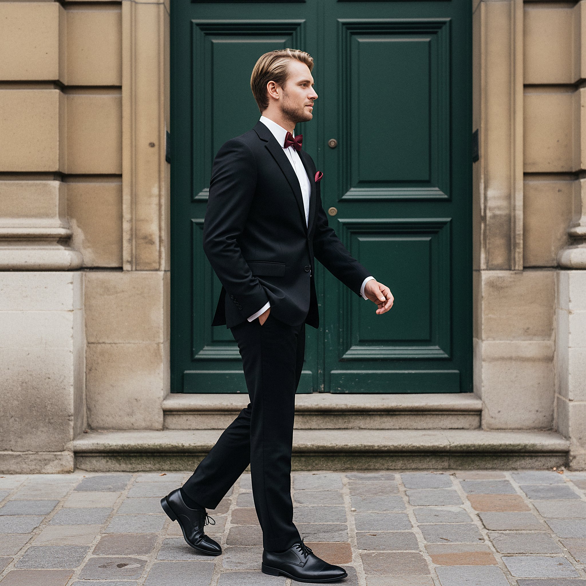 Nœud papillon à nouer couleur bourgogne en gros-grain - 5